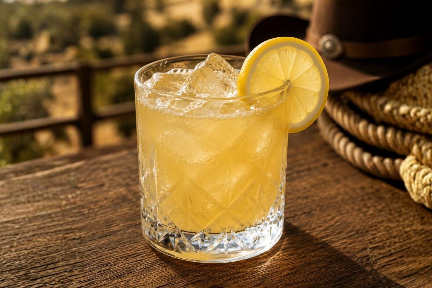 Calabasas Cowboy cocktail in a rocks glass recipe from Greensboro ABC